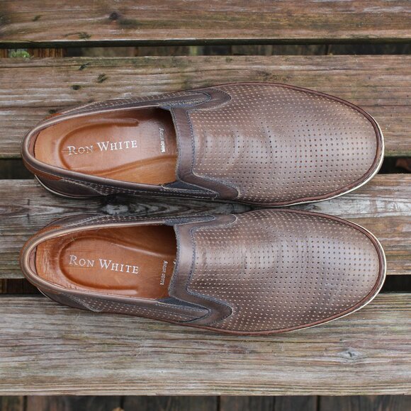 EUC, Ron White Gray Perforated Leather Slip-On, Size 43 EU, Made in Italy - Picture 8 of 13
